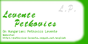 levente petkovics business card